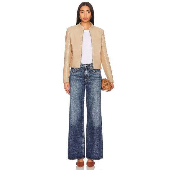 Lamarque x Anthropologie Hira Fitted Lamb Leather Minimilist Jacket - Picture 5 of 9